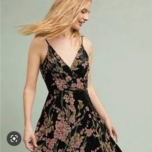 Anthropologie Eri & Ali burnout velvet floral midi dress